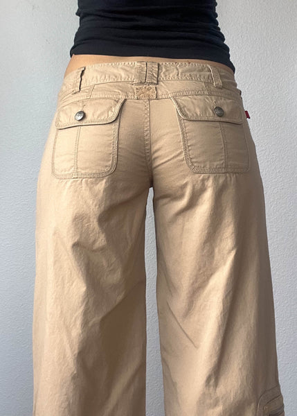 Y2k Tan Baggy Cargo Pants (S)