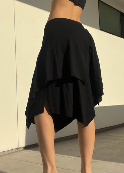 Y2k Black Asymmetrical Fairy Skirt (M)
