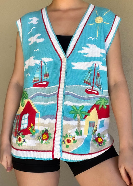 90's Beach House Sweater Vest (M)