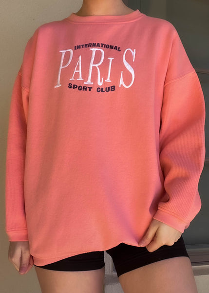 90's Peach Paris Crewneck (L)