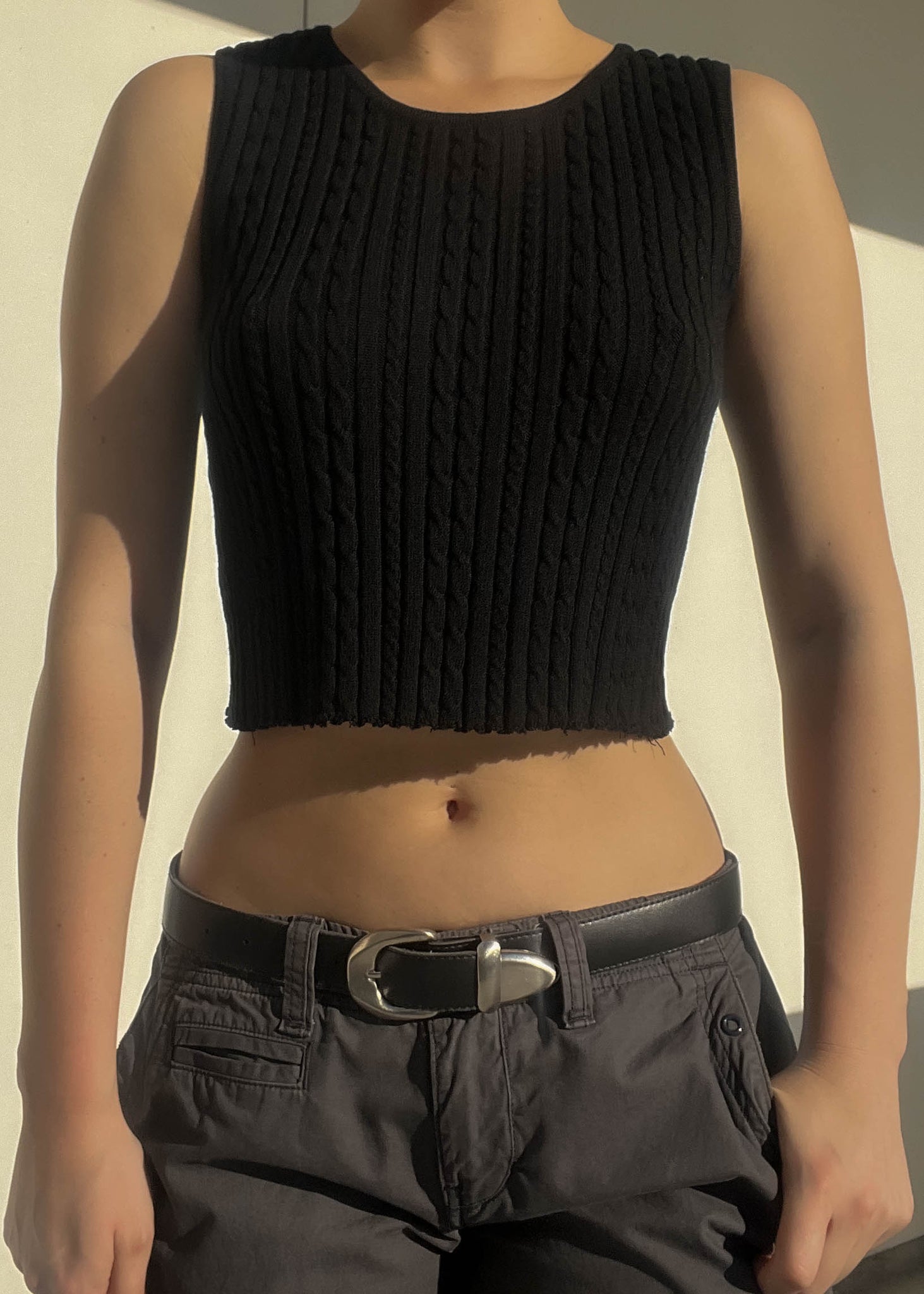 90's Black Knit Tank (S)