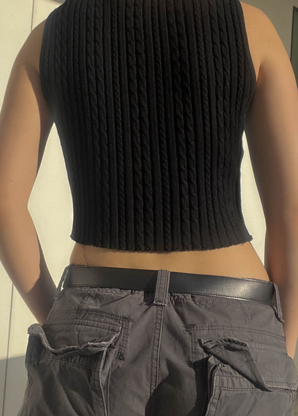 90's Black Knit Tank (S)
