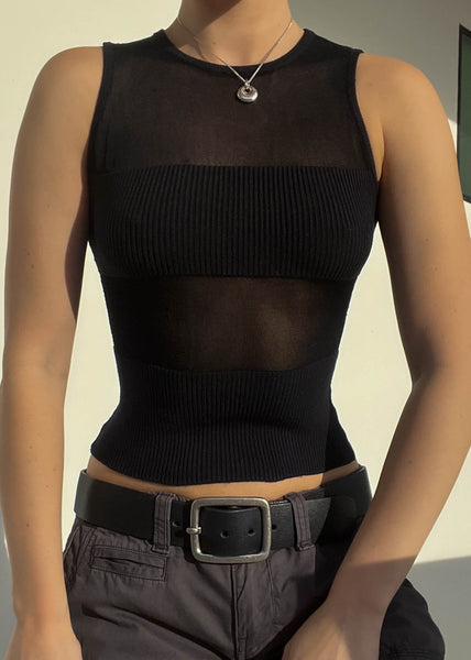 Black Mesh & Knit Tank (S)