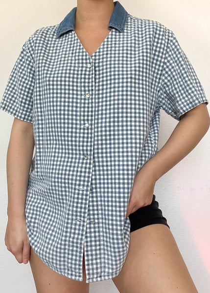 90's Gingham Button Down (L)