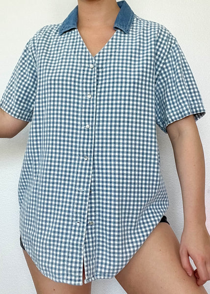 90's Gingham Button Down (L)