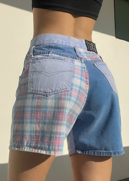 Steel Jeans Plaid Color-Block Shorts (28")