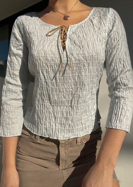 Textured Lace Up Top (S)
