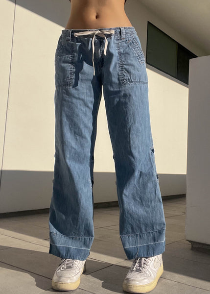 Y2k Denim Drawstring Pants (M)