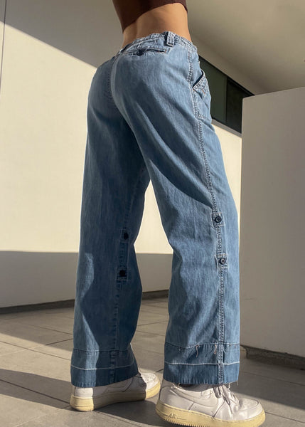 Y2k Denim Drawstring Pants (M)