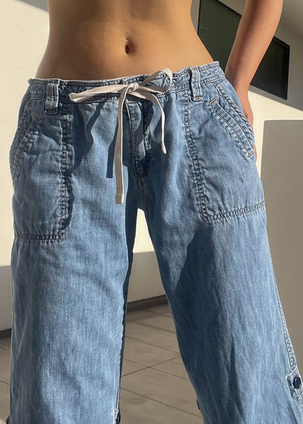 Y2k Denim Drawstring Pants (M)