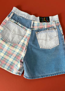 Steel Jeans Plaid Color-Block Shorts (28")