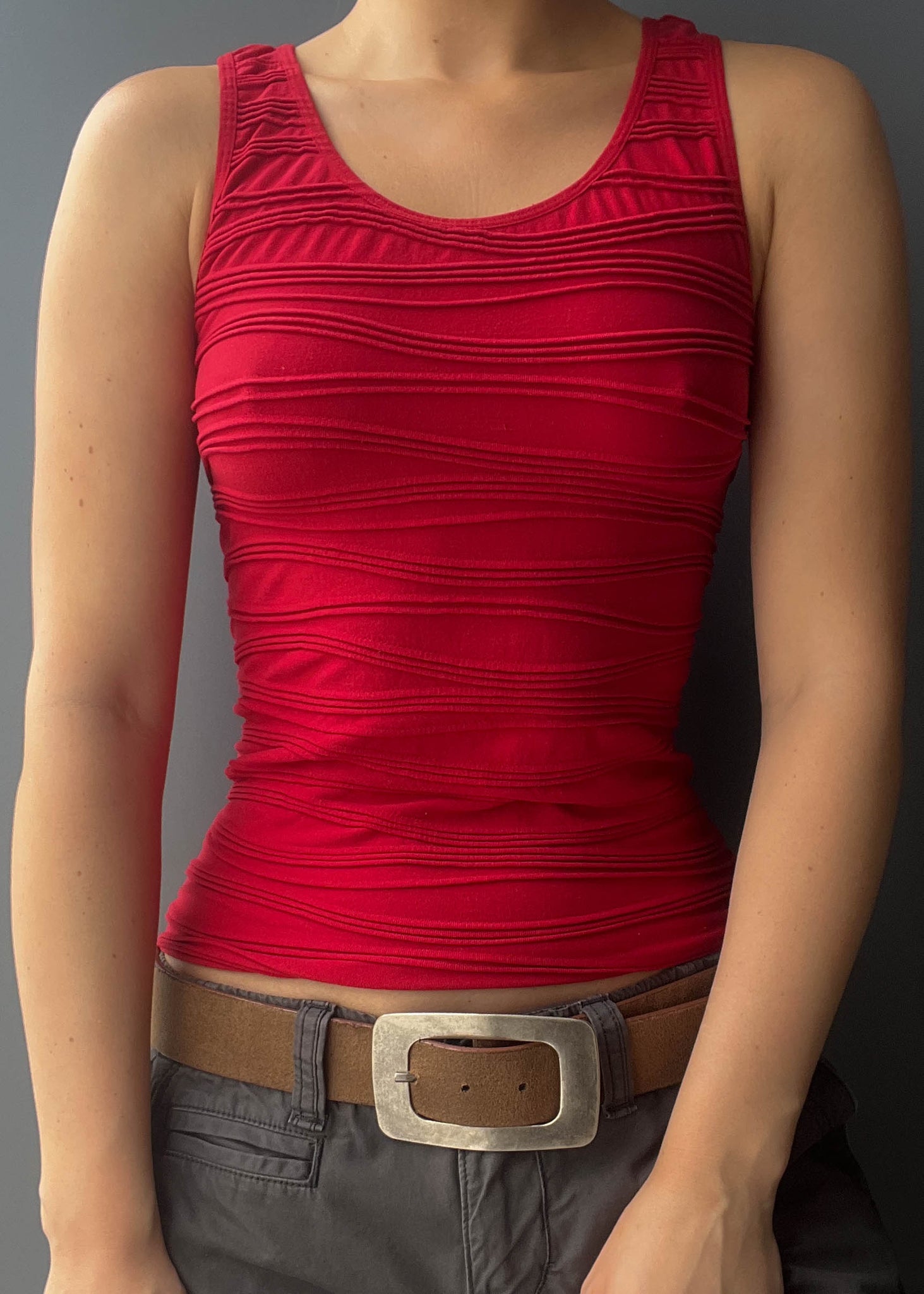 Y2k Textured Red Tank (S)