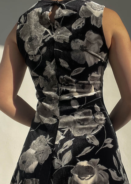 90’s Floral Velvet Mini Dress (S)