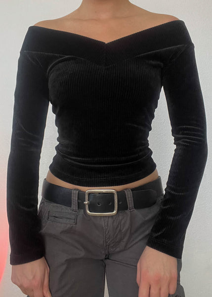 90's Velvet Off-the-Shoulder Top (S)