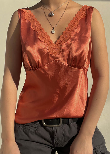 Burnt Orange Silky Tank (L)