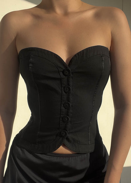 Y2k Black Strapless Corset (S)