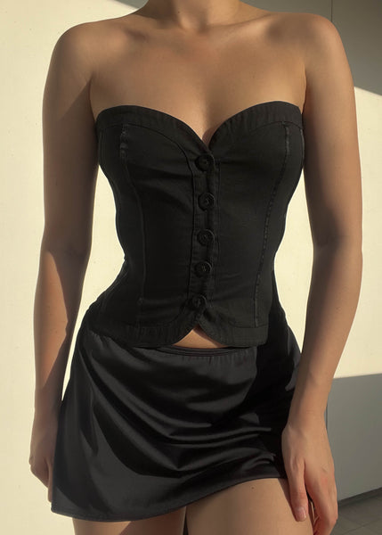 Y2k Black Strapless Corset (S)