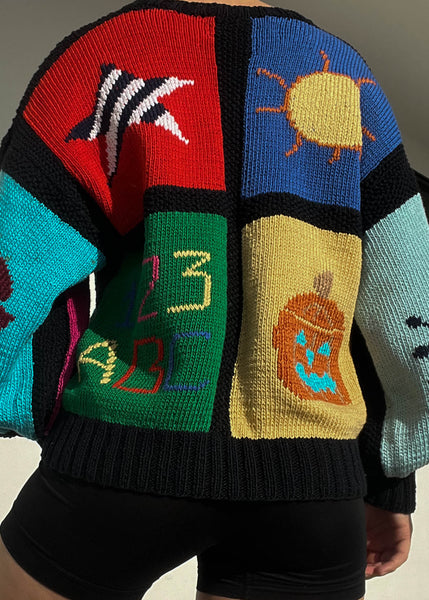 80's Joyful Grid Sweater (M)