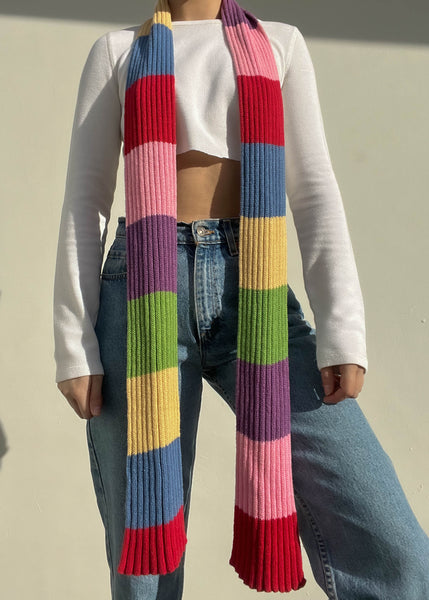 Y2k Rainbow Knit Scarf