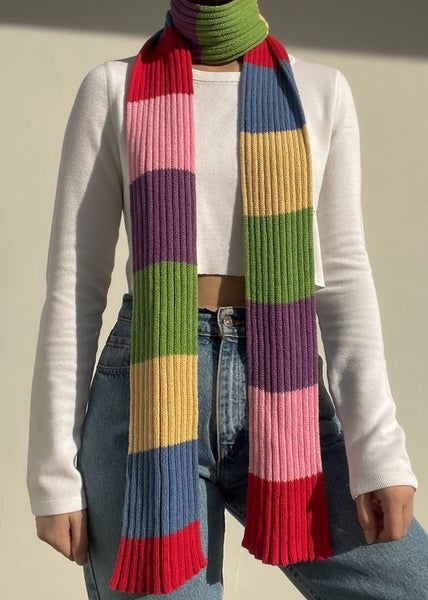 Y2k Rainbow Knit Scarf