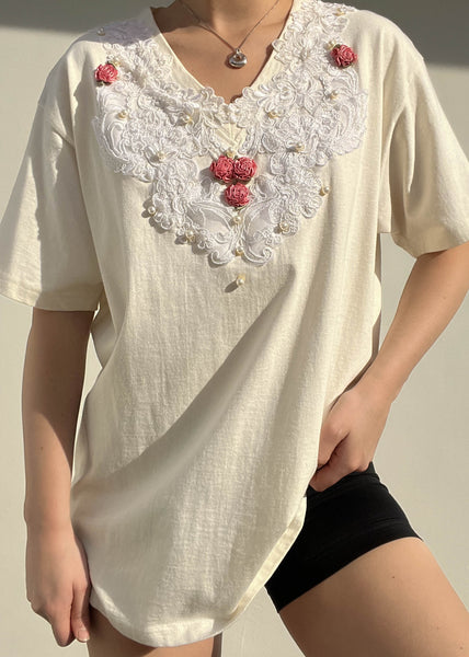 80's Cream Rosebud Tee (XL)