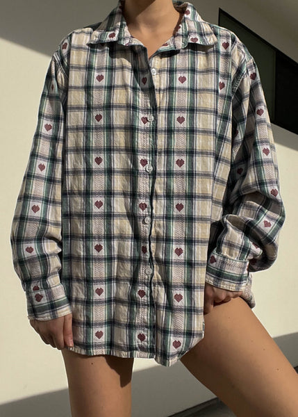90's Plaid Hearts Flannel (XL)
