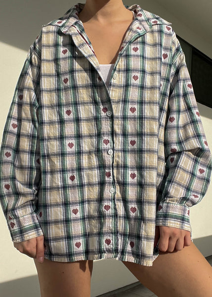 90's Plaid Hearts Flannel (XL)
