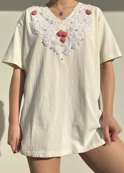 80's Cream Rosebud Tee (XL)