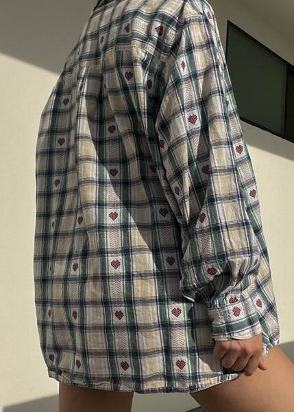 90's Plaid Hearts Flannel (XL)