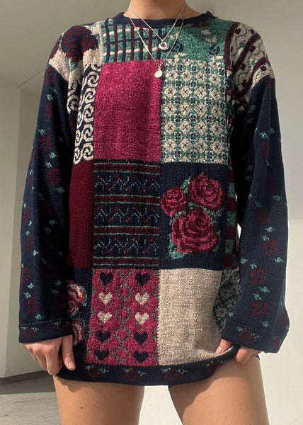 90's Patchwork Print Knit (M)