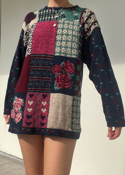 90's Patchwork Print Knit (M)