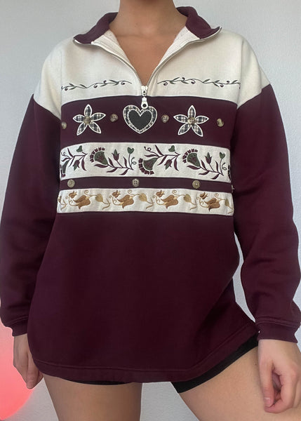 90's Ivy Heart Sweatshirt (M)