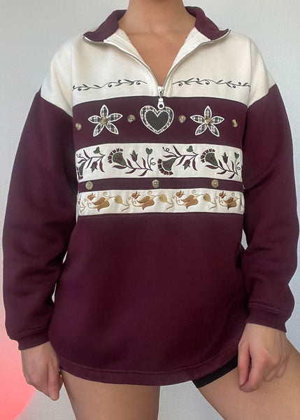 90's Ivy Heart Sweatshirt (M)
