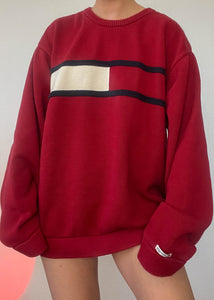 90's Red Tommy Flag Knit (XL)