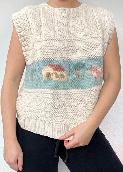 80's Pastel Farm Sweater Vest (M-L)