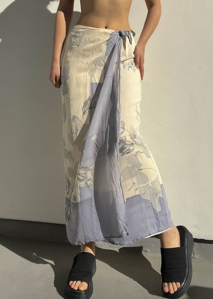 Cream & Periwinkle Maxi Skirt (S-M)