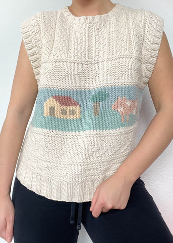 80's Pastel Farm Sweater Vest (M-L)