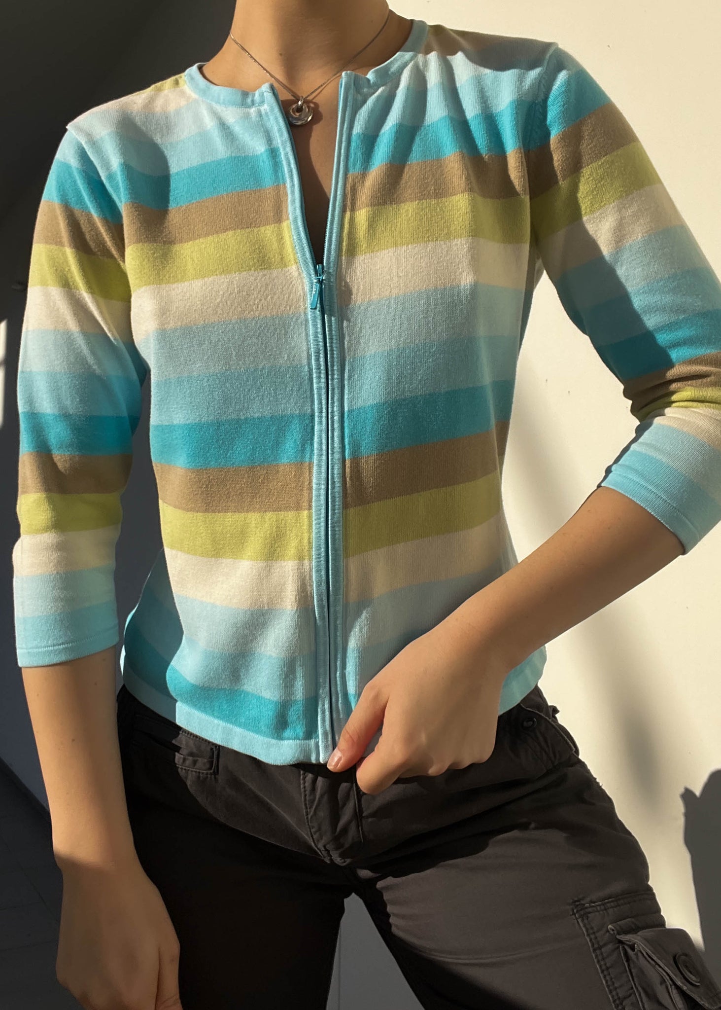 90's Striped Zip-Up Knit (S) – Retro and Groovy