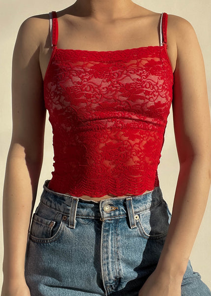 90's Red Lace Tank (S)