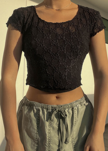 90's Black Lace Baby Tee (S)