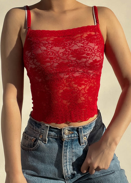 90's Red Lace Tank (S)