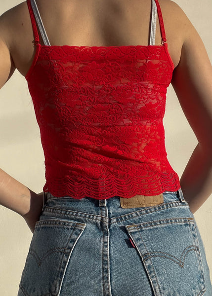 90's Red Lace Tank (S)