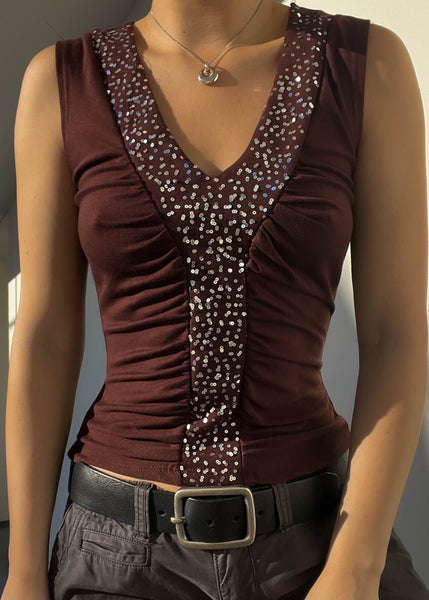 Brown & Silver Sequin Tank (S)