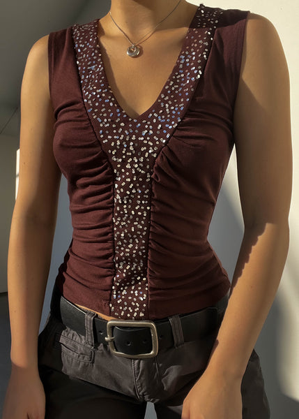 Brown & Silver Sequin Tank (S)