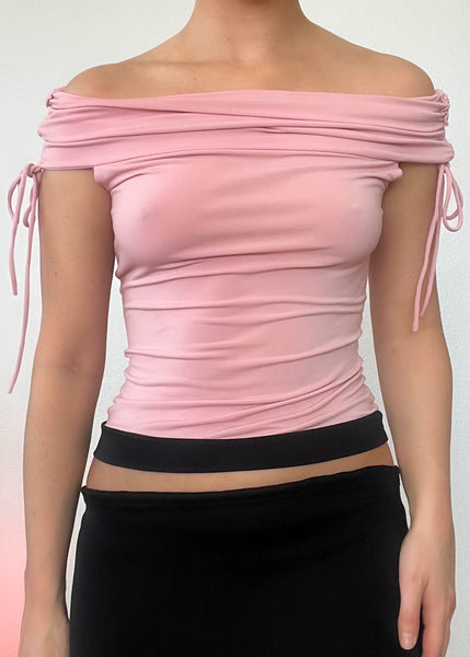 Blush Pink Shoulder Tie Top (S)
