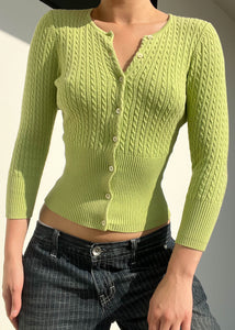 2000's Lime Knit Cardi Top (S)