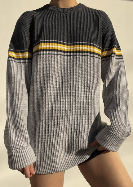 Y2k Gray & Yellow Sweater (L)