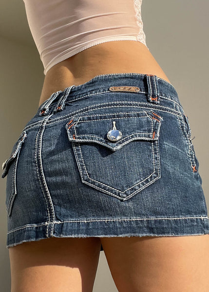 Y2k Rhinestone Denim Micro Mini