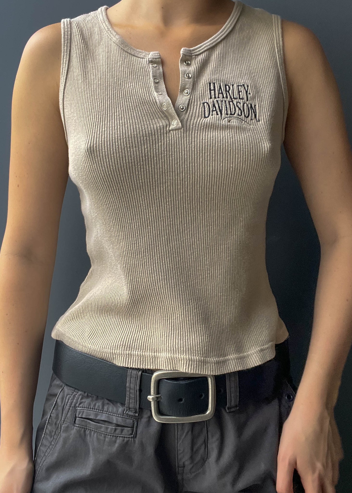 90's Beige Harley Tank (S)
