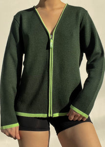 80's Double Green Knit Jacket (S/M)